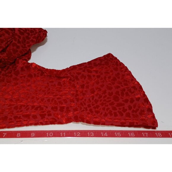 Talbots Plus Womens 2X Red Velvet Burnout Animal Print Blouse Luxe Holiday Party - Picture 6 of 6